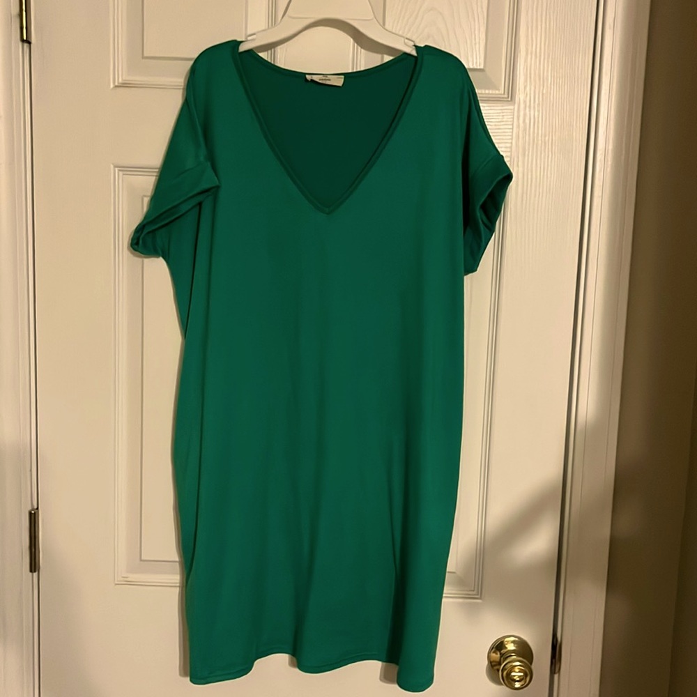 Entro v-neck dress with cuffed sleeves. Size large